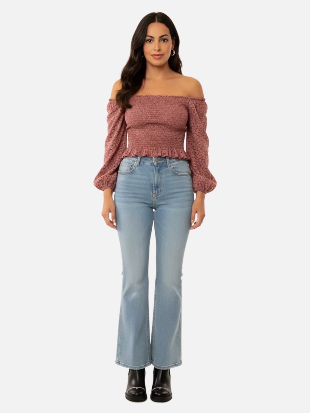 Pink and Brown Off The Shoulder Top